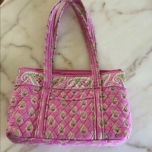 Vera Bradley Pink Quilted Paisley Tote Shoulder Bag